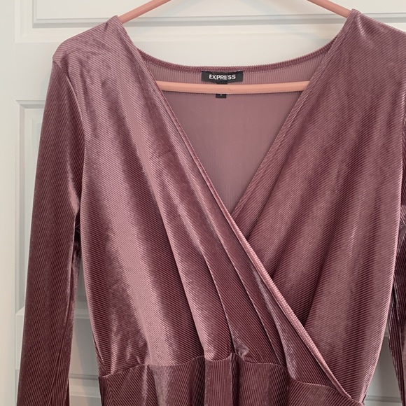 Express Velvet Long Sleeve Dress - Picture 2 of 5